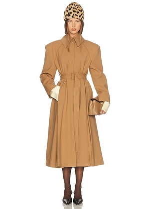 Helsa Wool Blend Midi Trench in Nutmeg - Tan. Size XXS (also in XS, S, M, L, XL).