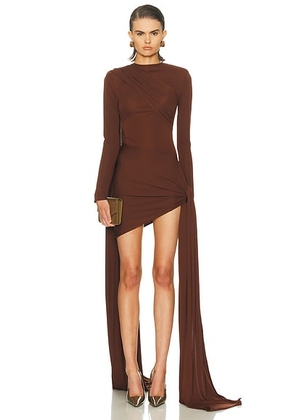 The New Arrivals by Ilkyaz Ozel Draped Mini Dress in Myrrhe Mystere - Brown. Size 40 (also in ).