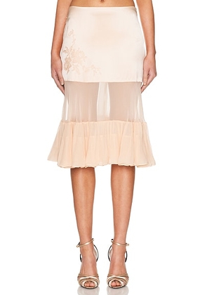 Mirror Palais Matte Silk Chiffon Crinoline Skirt in Honey - Blush. Size S (also in M).