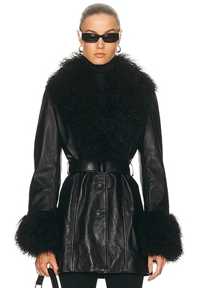 NILI LOTAN Sefa Leather Jacket in Black - Black. Size XS (also in S).