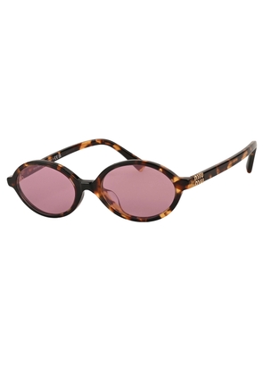 Miu Miu Dark Pink Mirror Silver Oval Ladies Sunglasses MU 04ZSF VAU50D 50
