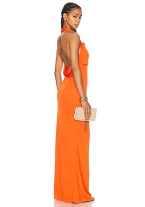Saint Laurent Jersey Halterneck Dress in Orange - Orange. Size 42 (also in ).