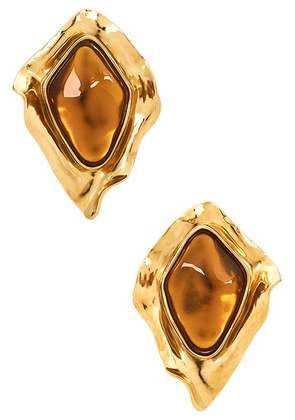 Saint Laurent Resin Earrings in Or Laiton & Ambre - Metallic Gold. Size all.