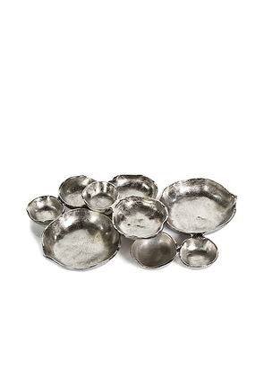 The Favorites Cluster Of Nine Round Serving Bowls in Nickel - Metallic Silver. Size all.