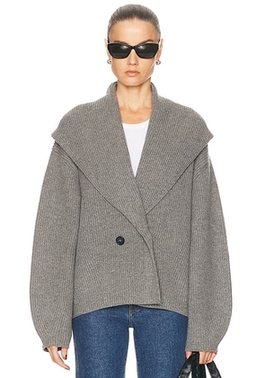 Toteme Shawl Lapel Cardigan in Mid Grey Melange - Grey. Size L (also in XS, M).