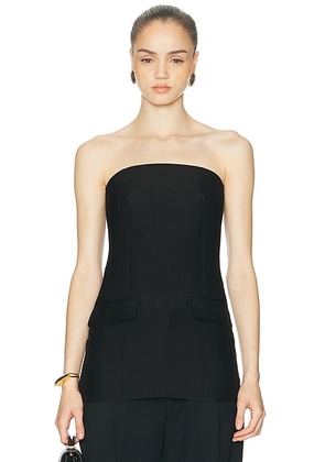 Toteme Strapless Crepe Pocket Top in Black - Black. Size 32 (also in 34, 36, 38, 40).