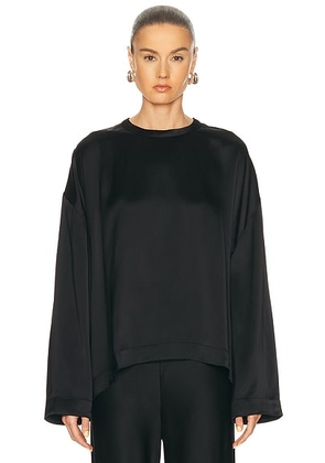 Toteme Boxy Satin Top in Black - Black. Size 34 (also in 38).