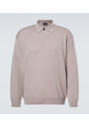 Giorgio Armani Embroidered linen-blend polo sweater