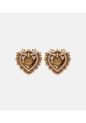 Dolce&Gabbana Devotion embellished clip-on earrings