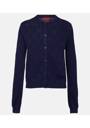 Gucci GG pointelle silk and cotton cardigan