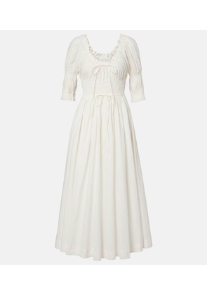 Doen Shirred cotton midi dress