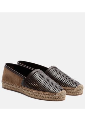 Brunello Cucinelli Monili leather and suede espadrilles