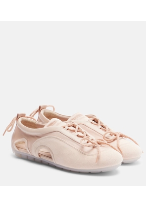 Simone Rocha Cutout suede-trimmed satin sneakers