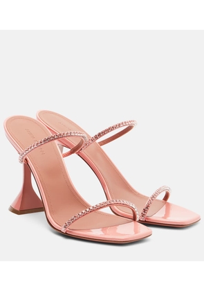 Amina Muaddi Gilda embellished patent leather sandals