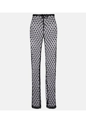 Dries Van Noten Polka-dot mesh slim pants