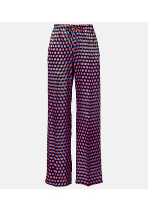 Dries Van Noten Polka-dot silk wide-leg pants