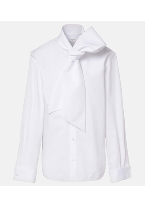 Saint Laurent Tie-neck cotton poplin blouse