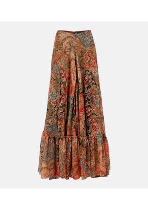 Etro Printed silk maxi skirt
