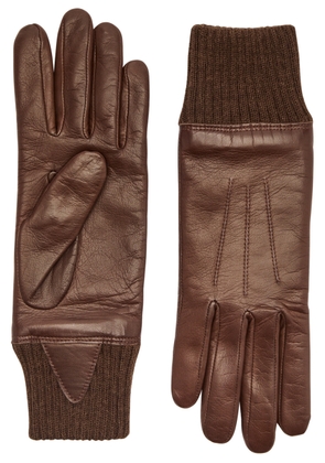 Agnelle Judith Leather Gloves - Brown - 7 (M)