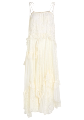 Chloe Floral Guipure Lace Midi Dress - White - 36 (UK8 / S)