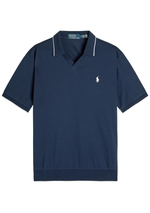 Polo Ralph Lauren Logo-embroidered Piqué Stretch-cotton Polo Shirt - Navy - M