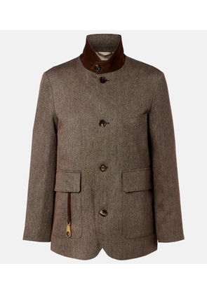 Loro Piana Suede-trimmed linen jacket