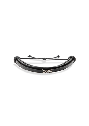 Saint Laurent Cassandre Logo Leather Bracelet - Black - M