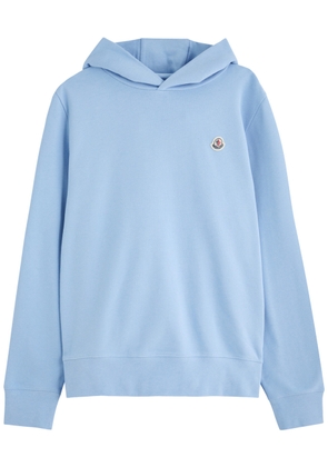 Moncler Logo-appliquéd Hooded Cotton Sweatshirt - Light Blue - S