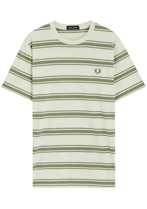 Fred Perry Striped Logo-embroidered Cotton T-shirt - Green - Xxl
