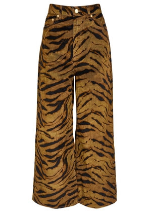 Ganni Zebra-print Wide-leg Jeans - Khaki - 30 (W30 / UK12 / M)