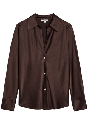 Vince Silk-satin Blouse - Brown - L (UK14 / L)
