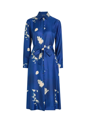 MM Jadi Printed Satin Midi Shirt Dress - Blue - 10 (UK10 / S)