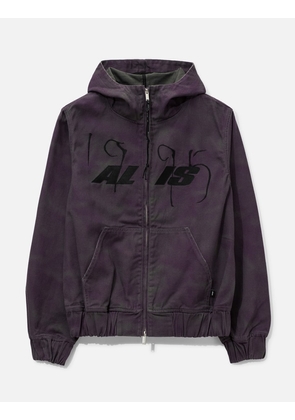 Cochet Hooded Denim Jacket With Chest Embroidery