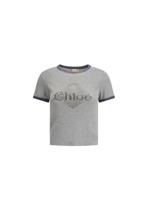 Chloé Gray Cotton T-Shirt - M
