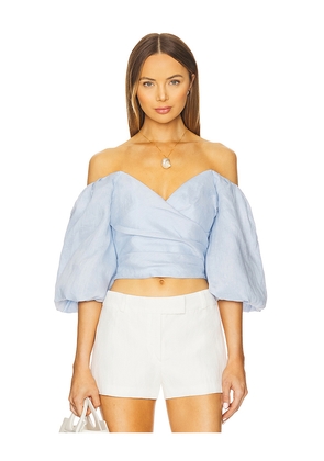 Bardot Eva Linen Top in Baby Blue. Size 12. Also in 2, 4, 6, 8, 10.