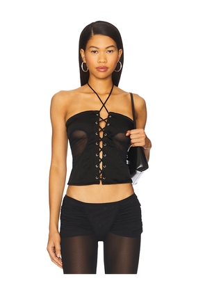 AMOR MIA Gathered Heart Top in Black. Size S. Also in M.