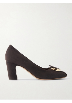 Ferragamo - Gancini Buckled Suede Pumps - Brown - US6,US7,US8,US8.5,US9,US9.5,US10,US11