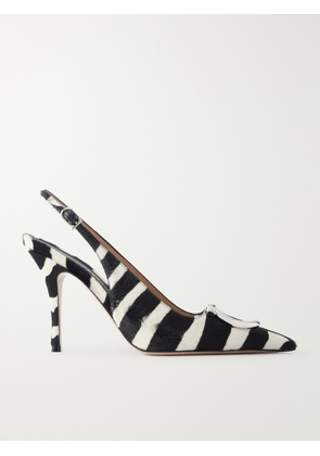 Ferragamo - Sara Embellished Zebra-print Calf Hair Slingback Pumps - Animal print - US6,US6.5,US7,US7.5,US8,US8.5,US9,US9.5,US10,US11