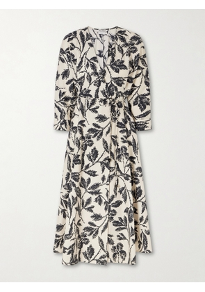 Max Mara - Floral-print Cotton-poplin Wrap Dress - Neutrals - UK 4,UK 6,UK 8,UK 10,UK 12,UK 14,UK 16,UK 18