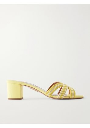 Aquazzura - Day Dream 50 Metallic Raffia Mules - Yellow - IT36,IT36.5,IT37,IT37.5,IT38,IT38.5,IT39,IT39.5,IT40,IT40.5,IT41,IT41.5,IT42