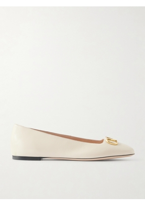 Valentino Garavani - Vlogo Embellished Leather Ballet Flats - Cream - IT36,IT36.5,IT37,IT37.5,IT38,IT38.5,IT39,IT39.5,IT40,IT40.5,IT41,IT42