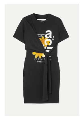 MCQ ALEXANDER MCQUEEN - Knotted Printed Cotton-jersey Mini Dress - Black - x small,medium