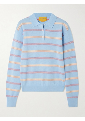 Guest In Residence - Collegiate Striped Cashmere Polo Sweater - Blue - x small,small,medium,large,x large