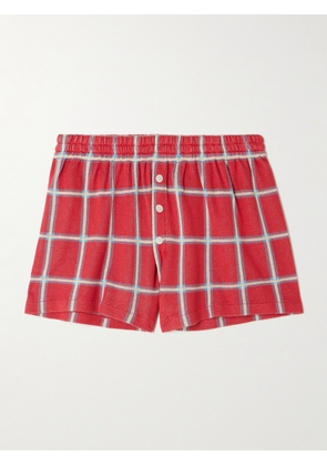 Guest In Residence - Picnic Checked Silk And Linen-blend Jacquard Shorts - Red - x small,small,medium,large,x large