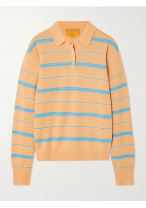 Guest In Residence - Collegiate Striped Cashmere Polo Sweater - Yellow - x small,small,medium,large