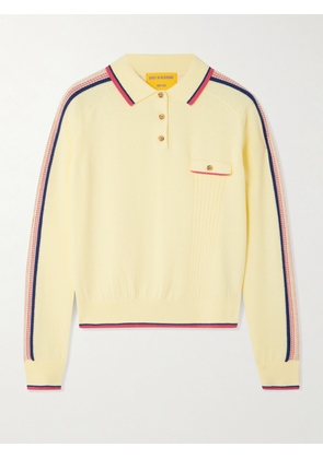 Guest In Residence - Relay Striped Cotton And Cashmere-blend Polo Shirt - Yellow - x small,small,medium,large,x large