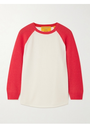 Guest In Residence - Baseball Tee Two-tone Cashmere Sweater - Red - x small,small,medium,large,x large