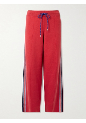 Guest In Residence - Rope-trimmed Cotton-blend Jacquard Track Pants - Red - x small,small,medium,large