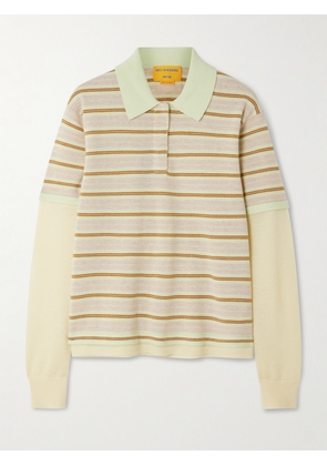 Guest In Residence - Layered Striped Cashmere Polo Shirt - Yellow - x small,small,medium,large,x large