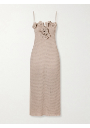 Magda Butrym - Embellished Textured Woven Midi Dress - Brown - FR 34,FR 36,FR 38,FR 40